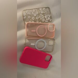Stylish Pink and Clear Phone Case Set